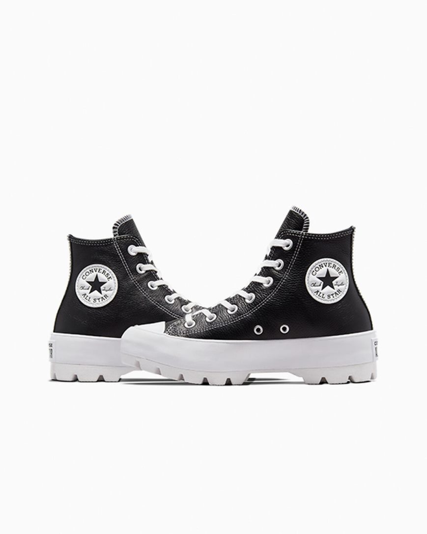 Tenis Converse Chuck Taylor All Star Lugged Couro Cano Alto Feminino Pretas Branco | PT R093047